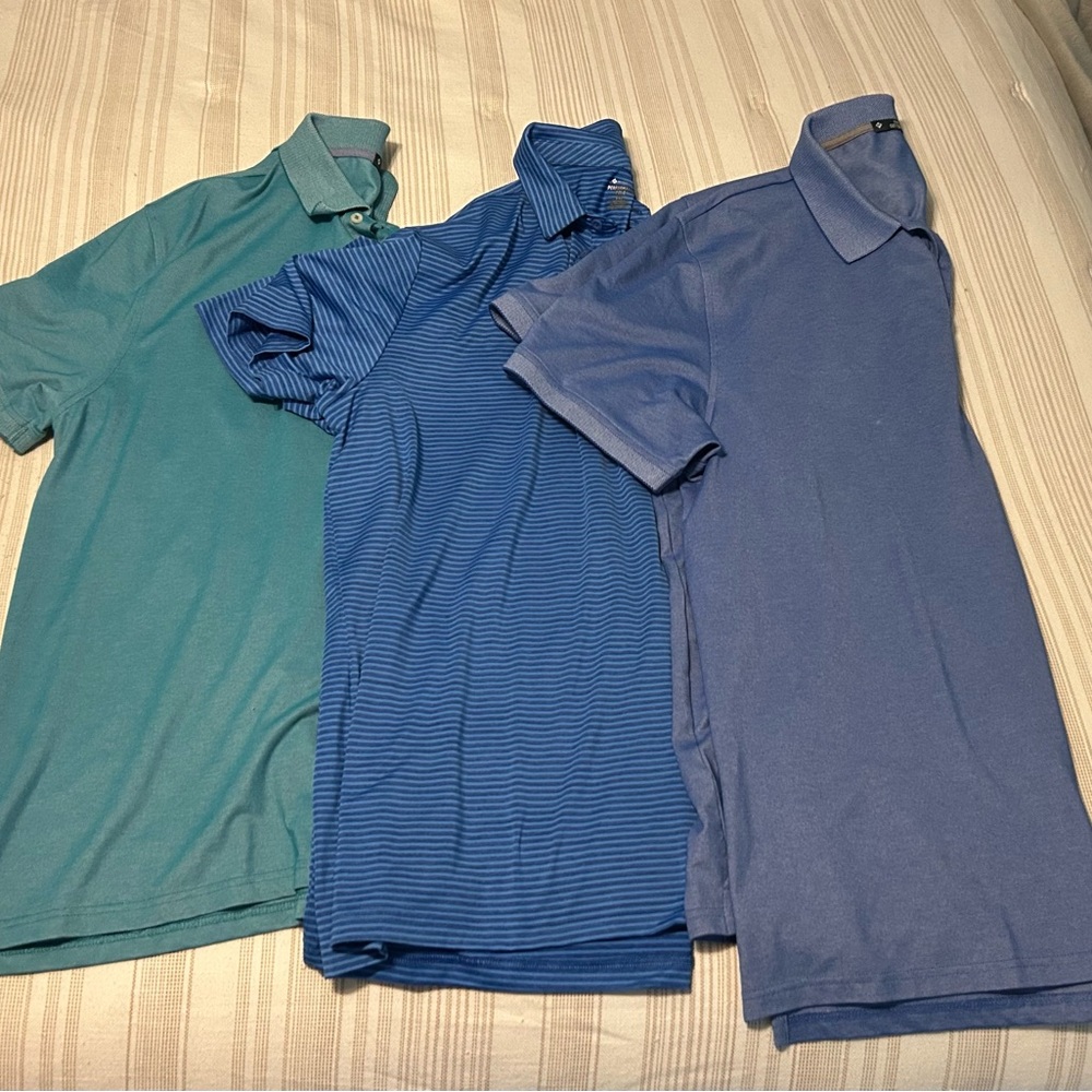 Men's Blue and Green Polo Shirt Set